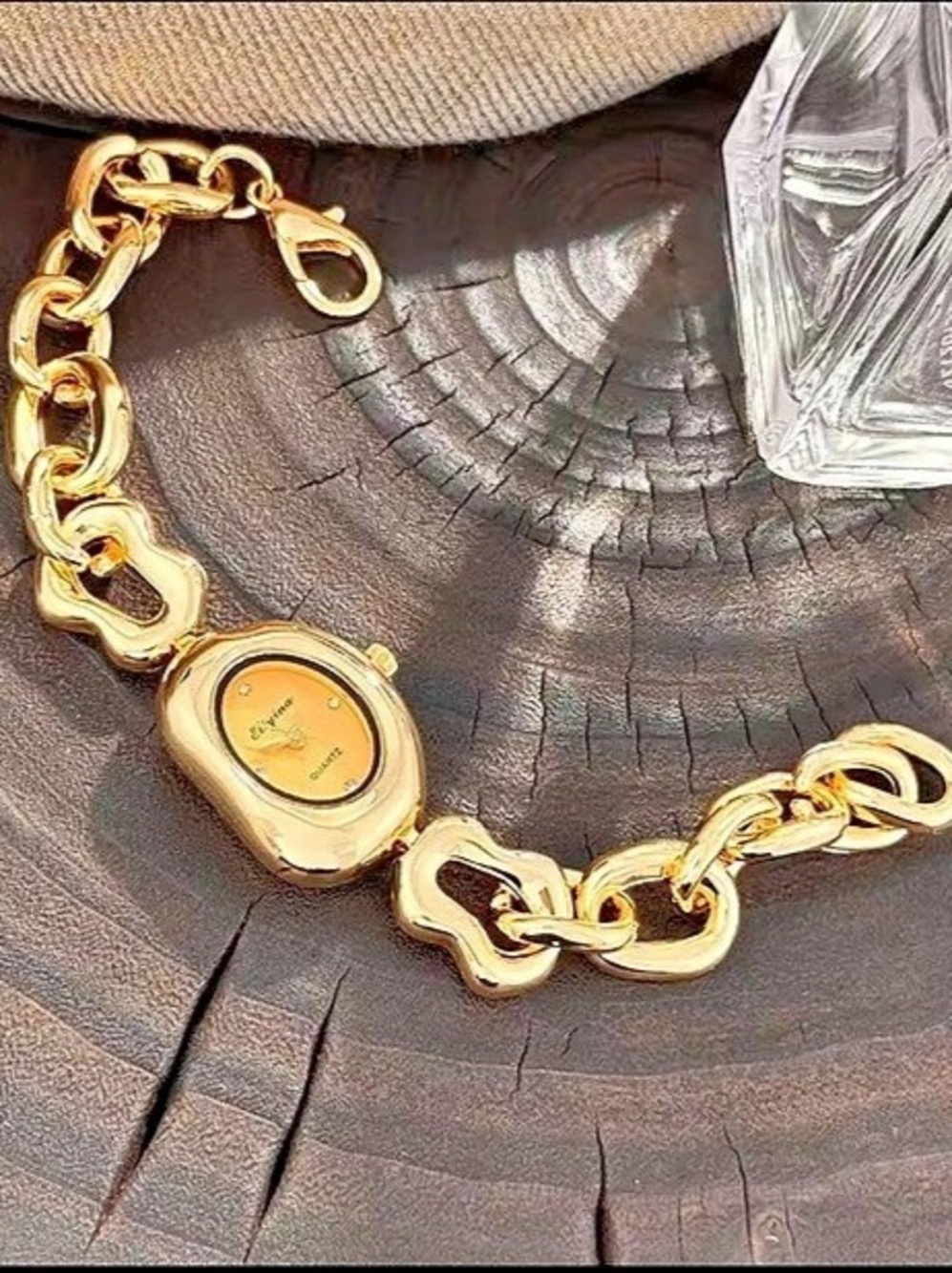 New Gold-Tone Chain Watch